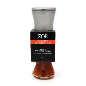Infused smoked paprika sea salt 190g in reusable glass mill